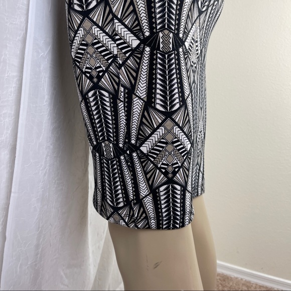 🚫SOLD🚫 NWT Black White Taupe Body Con Skirt Art Deco Print High Waist Midi - Picture 14 of 16